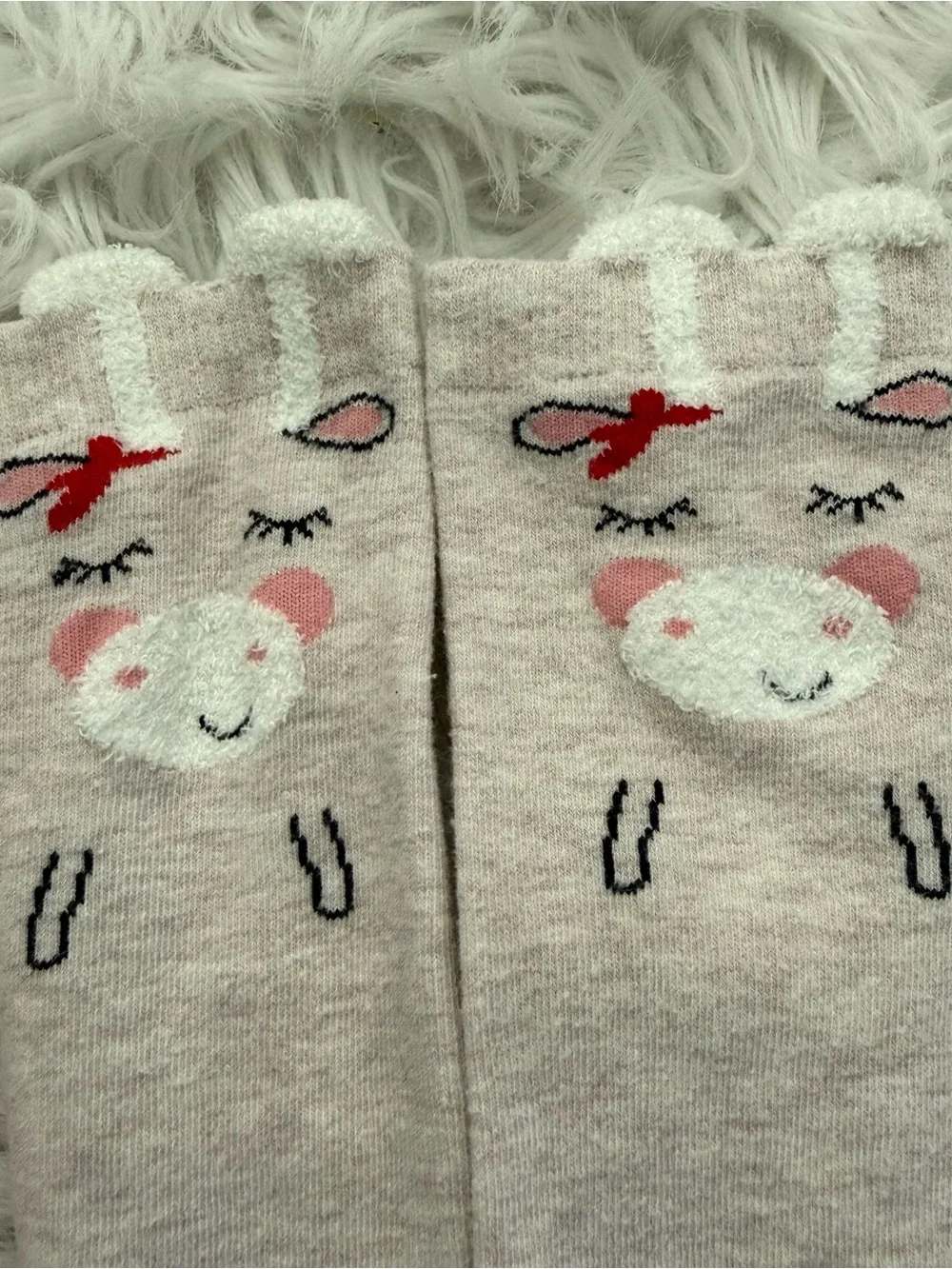 Cute Kids Unicorn and Cow Knee-High Socks - Pink & Cream (2 Pairs)